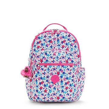 Kipling Seoul Large Printed 15" Backpack Laptop Táska Rózsaszín | HU 1665VR